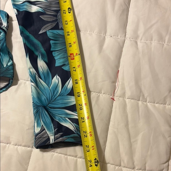 RashGaurd Long Sleeve One Piece Swimsuit Floral Blue Teal - Picture 5 of 16